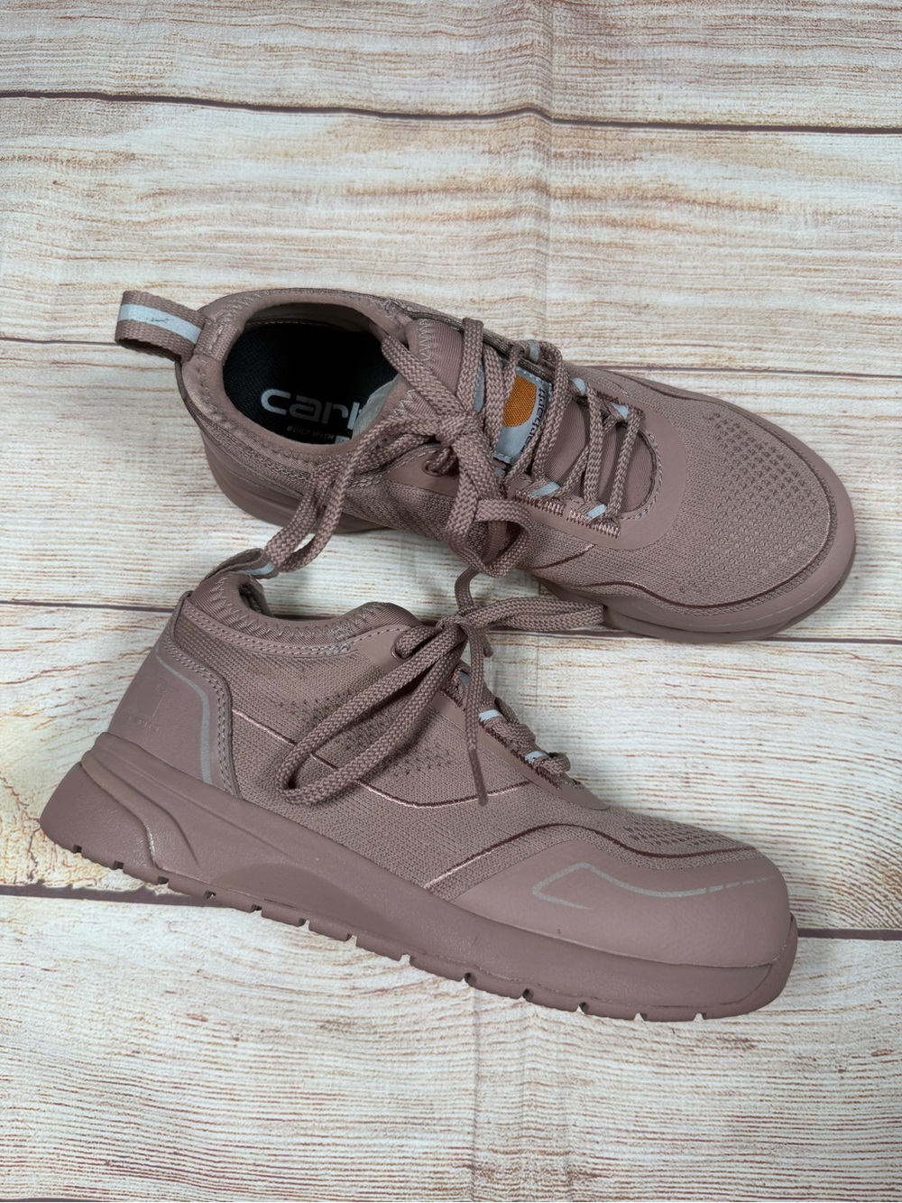 Carhartt Women's Force 3" Nano Toe Work Mauve Taupe Knit Lace-Up Sneakers‎